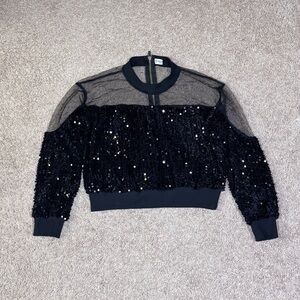 Elegant Black Sequins Sparkling Top